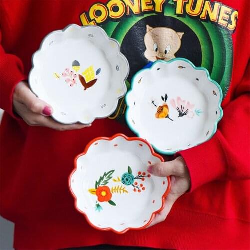 JSWORK Vegetable Salad Fruit Bowl Dessert Dishes Side Plates Ceramics Dinnerware Tableware Snack Food Tray Serving Platter