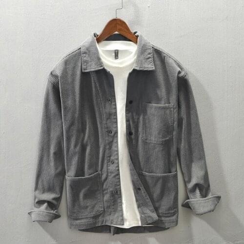 Z164 Autumn Winter New Shirts Vintage Casual Lapel Japan Style Fresh Simple High Quality Artsy Minimalisty Pocket Harajuku Tops