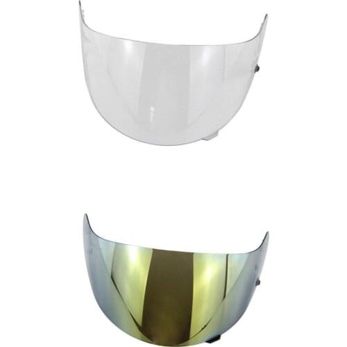 2pcs Motorcycle Helmet Visor Shield for HJC AC-12/CL-SP/CL-15/CL-16/FS-10/IS-16/CS-R1/CS-R2 Models (Clear+Gold)
