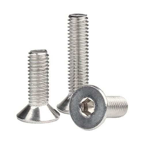 10/25/50pcs M3 M4 M5 Hexagon Hex Socket Countersunk Screw Bolt A2 304 Stainless Steel Allen Key Flat Head Bolts DIN7991