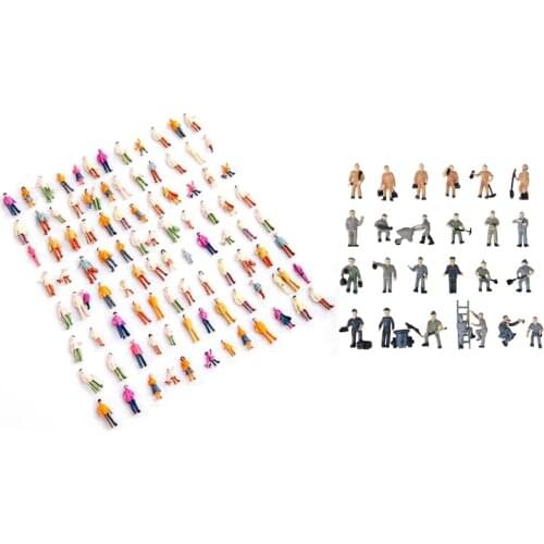 100 Pcs HO Scale 1:100 Mix Painted Model Train Park Street Passenger People Figures & 25 Pcs 1:87 Figurines Painted Figures Mini