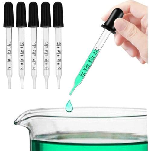 20pcs 1ml Straight Head Pipette Glass Droppers Graduated Glass Pipettes Lab Dropper Pipet with Scale Line Office Laboratory Tool