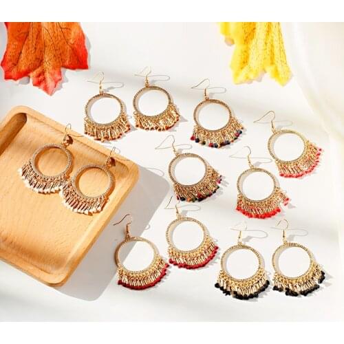 2020 New Korean Big Circle Tassel Earrings Sweet And Romantic Lovely Tassel Earrings Women Fashion Wedding Statement Earrings