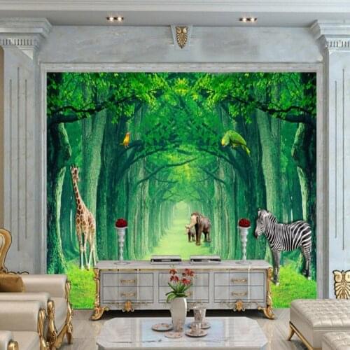 Custom 3d mural Naked eye 3D forest landscape animal mural living room background wall mural high quality wallpaper