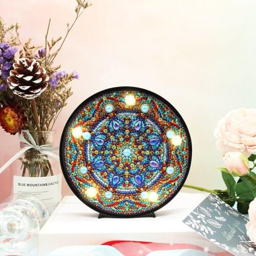 5D DIY Mandala Full Drill Diamond Painting Light Lamp Rhinestone Embroidery Special Shape Drill LED Diamond Painting Lamp
