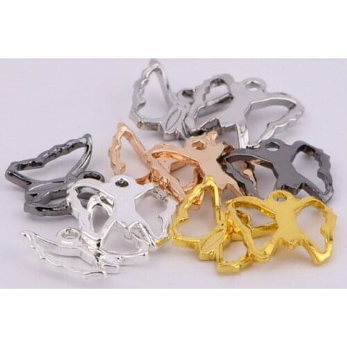 9.6 * 8.7mm hollow curved butterfly necklace pendant simple style earrings bracelet jewelry pendant DIY handmade materials