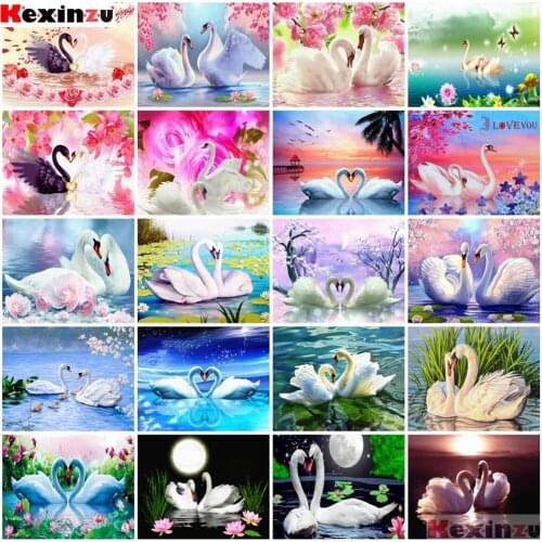 KEXINZU Diamond Painting Full Square Swan Diamond Embroidery Animal Home Decor Rhinestones Gift Needlework Cross Stitch Kits