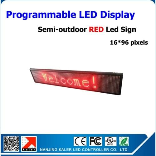 Free Shipping Semi-outdoor LED Display Red Color Text Moving LED Billboard Advertising LED Display Screen 16*96 pixels p10mm