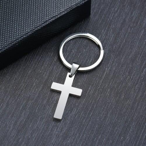 Cross Keychain Stainless Steel Bible Verse Christan Gift Charm Religious Jewelry