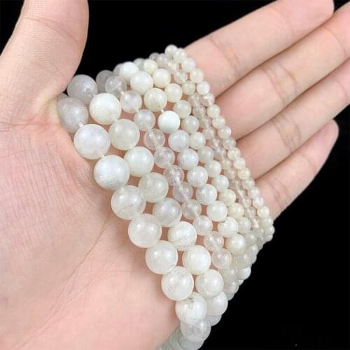 MKTREG Natural Moon stone beads Stone Round Loose bead ball 4/6/8MM handmade Jewelry necklace bracelet Accessories DIY making