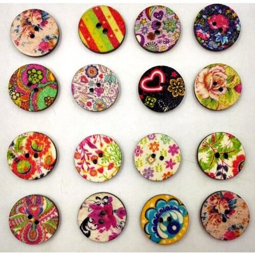Arts Crafts Wooden Buttons vintage paint 15/20/25mm 2 holes for handmade Gift Box Scrapbooking Party Decoration DIY Sewing Wh