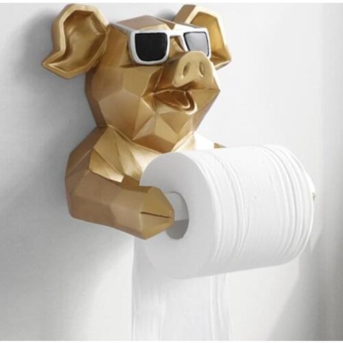 ANIMAL HEAD STATUE FIGURINE HANGING TISSUE HOLDER TOILET WASHROOM WALL HOME DECOR ROLL PAPER TISSUE BOX HOLDER WALL MOUNT WX4