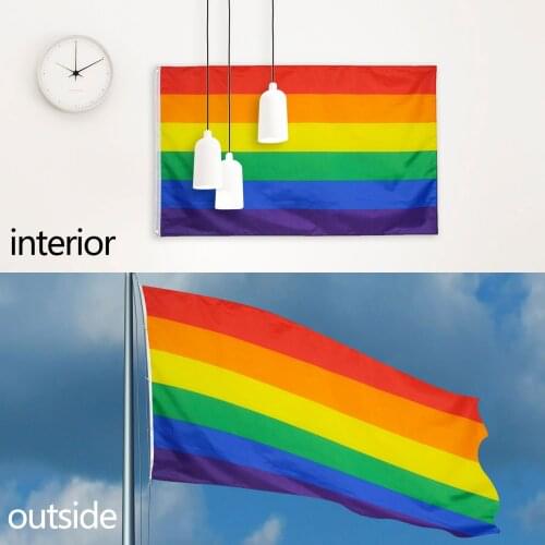 Gay Pride Flag 6 Stripes LGBT Rainbow Banner Vivid Color and Fade Resistant, Double Stitched with Brass Grommets 3x5ft 2 Pack