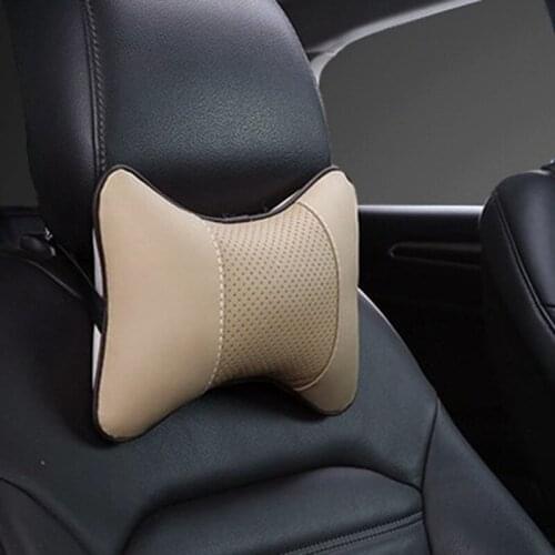 Hot Sale Automobile Seat Pillow Headrest PU Leather Breathable Automobile Pillows Driving Seat Head Neck Rest Pad Car Interior