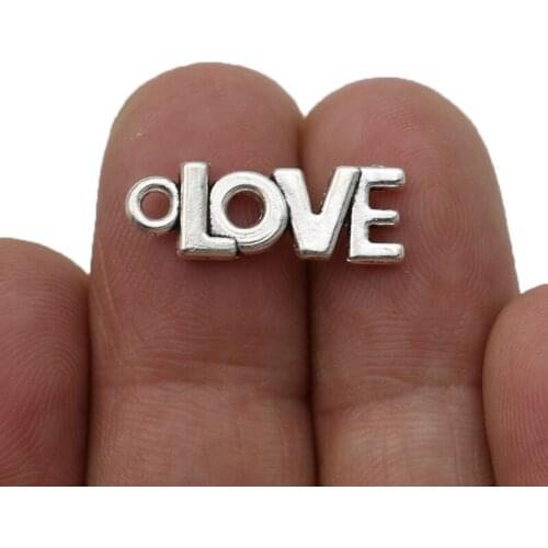 JAKONGO Antique Silver Plated Hope Charm Pendants for Jewelry Making Bracelet DIY Accessories 21x8mm 10pcs