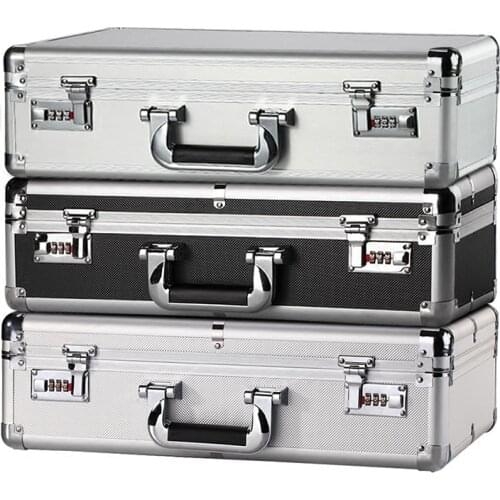 Coded Document Briefcase Financial Safety Box Storage Bag Small and Large Size Silver and Black Color