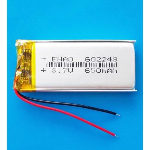 3.7V 650mAh 602248 lipo polymer lithium rechargeable battery power for MP3 GPS recorder headset e-book camera