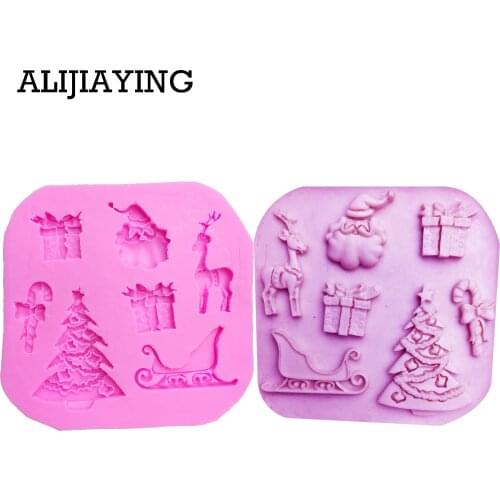 M0017 DIY Deer Tree Christmas gift Santa Claus cake mould fondant silicone mold baking tools for cakes dessert decorator