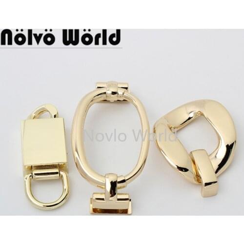 10-50pcs 3 kinds of light gold oval shape and rectangle shape metal connector buckle decoration chain bag accessories