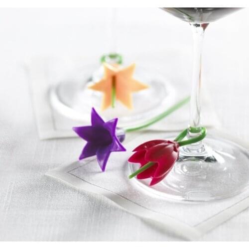 Set of 12pcs Silicone Flower Wine Stemware Charms Drink Markers