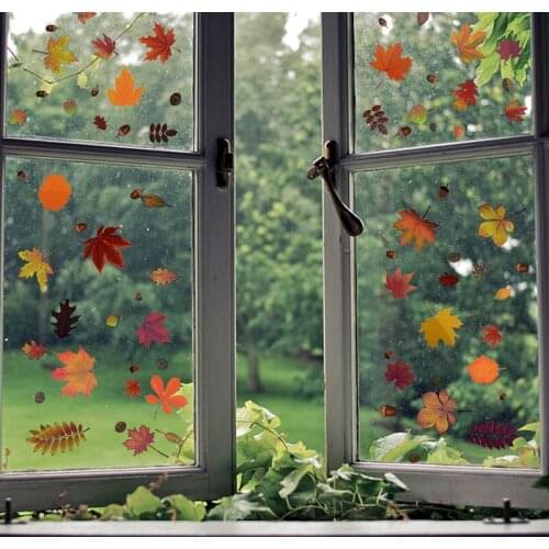 3pcs/Set Thanksgiving Maple Leaf Window Wall Sticker DIY Home Decor Fall Leaves Wall Art Autumn Party Decorations Glass Dress Up