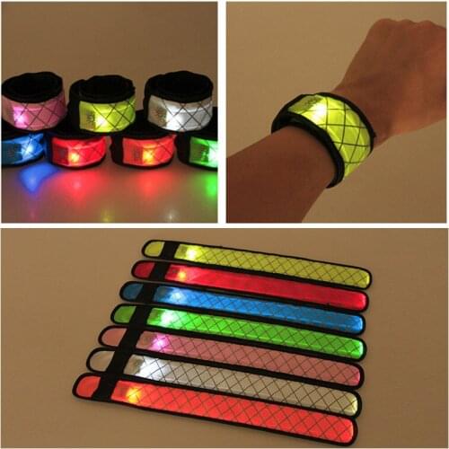 Nylon LED Sports Slap Wrist Strap Band Luminous Toy Bracelets on hand Light Flash Bracelet Glowing Armband Party Toy for Kids