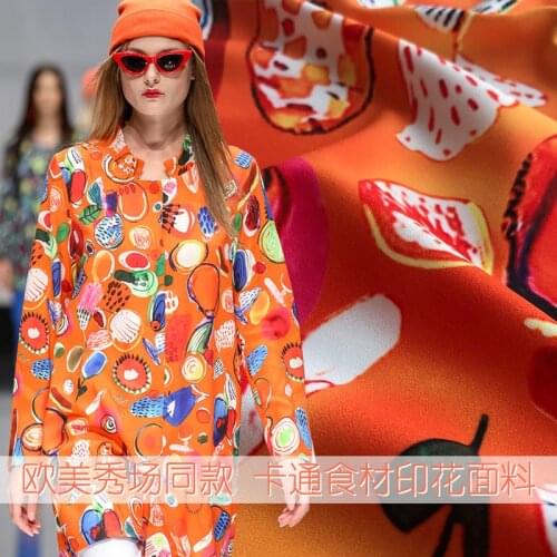 New fashion fabrics Europe and the United States show the same paragraph flower cartoon food printing handmade DIY fabric