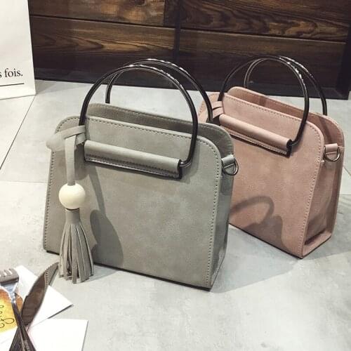 SJ New Autumn and Winter Bag Satchel Handbag Simple Korean Tide Shell Bag Tassel Handbag Shoulder Bag Female Messenger Bag Totes