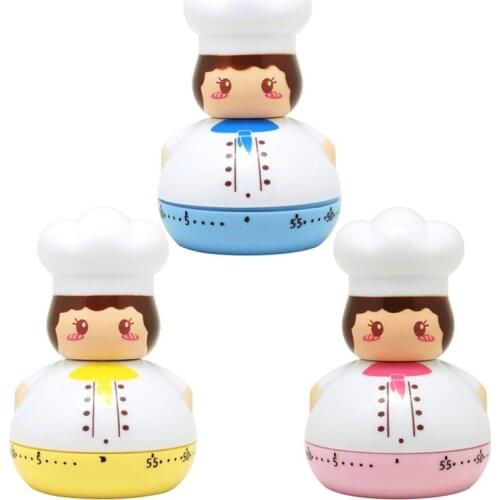 New Cartoon Mini Chef Cooking Timer Plastic Machine Timer 60min Alarm Clock Kitchen Timer Stopwatch Kitchen Tools