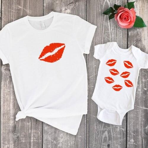 Family matching clothes mommy and me tshirts mother daughter matching clothing big sister baby girl shirt summer kiss son