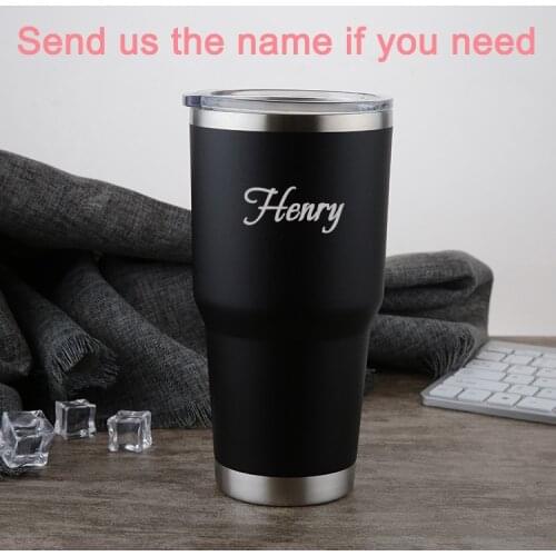 Custom name or logo henry or other name gift for man woman double wall stainless steel mug cup water bottle car cup