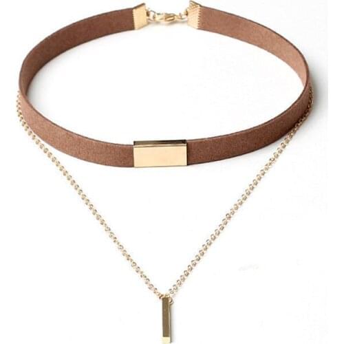 Plated Velvet Choker Fashion Jewelry Women Gold Color Necklace Chain Pendant