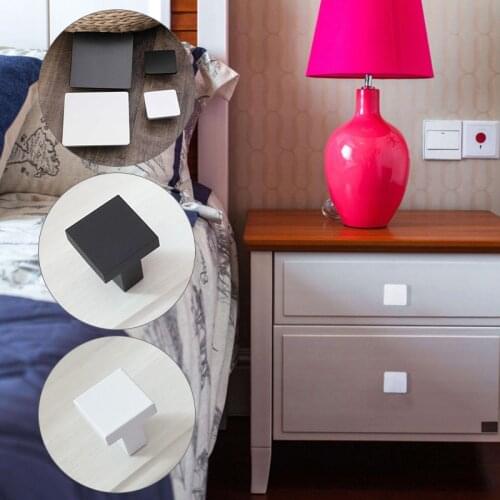 Space Aluminum Cabinet Handle Black White Square Cabinet Pulls Kitchen Cupboard Wardrobe Closet Drawer Dress Door Knobs