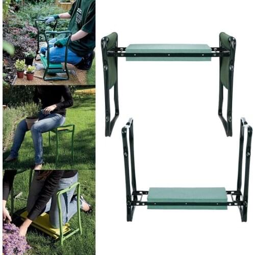 Folding Home Garden Seat Kneeler Kneeling Pad Rest Outdoor with Tool Pouch, Lawn Beach Chair with Eva Foam Pad