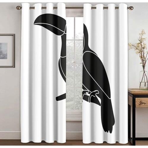 Home Living Room Shade Decoration Curtains Home Textile Decoration Bedroom Curtains Big Mouth Parrot Pattern 3D Printing