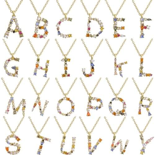 SHADOWHUNTERS Original 925 Sterling Silver Letters Rainbow Cubic Zircon Pendant Chain Necklaces For Women Silver 925 Jewelry