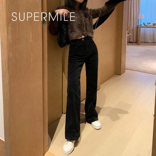 2021 Black bell-bottoms Pant for Women Full Length Straight Flare Trousers High Waist Formal Casual Long Suit Pant Spring New