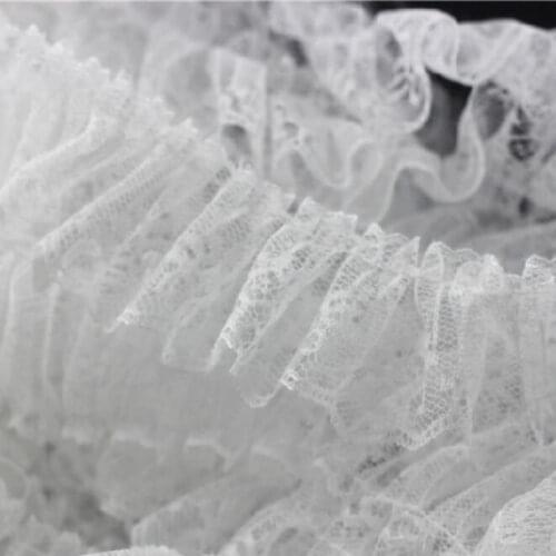 1M White Black Layer Pleated Mesh Lace 5CM Guipure Crafts Sewing Collar Dress Clothes Curtain Lace Trims Decorated koronka L-05