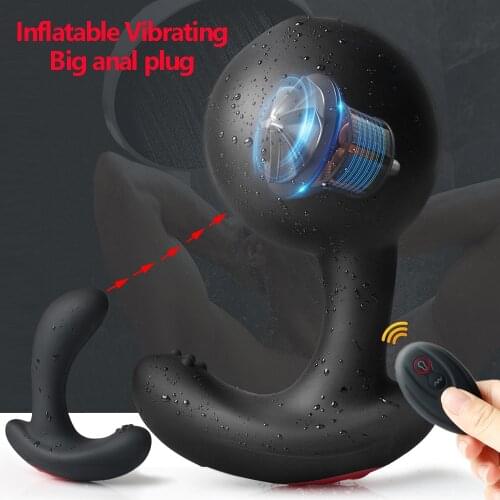 10 Speeds Inflatable Vibrating Anal Plug Dildo Pumper Anal Dilator Expandable Double Vibrator Butt Plug Anal Ball Adult Sex Toys