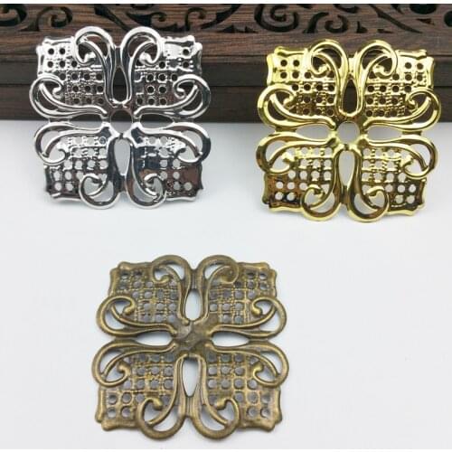 20pcs 45mm Filigree flower Wraps Metal Charms For Embellishment Scrapbook DIY Jewelry Metal Craft Wraps Box decoration