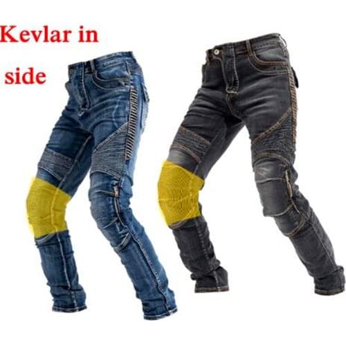 2020New Aramid MOTO pants motorcycle riding cotton jeans four seasons Knight pants anti-fall high elastic pants with 4 knee pads