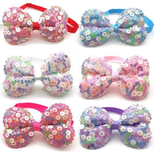 30/50 Pcs Puppy Accessories Sequin Large Bowknot Dog Bows Tie Adjustable Pet Dog Accessories Pet Supplies Dog Tie Bow Tie