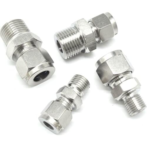5pcs M6x1/M10x1/M14x1.5/M16x1.5 Male -Fit Tube O/D 6/8/10/12mm 304 Stainless Ferrule Pneumatic Air Compression Fitting Gauge