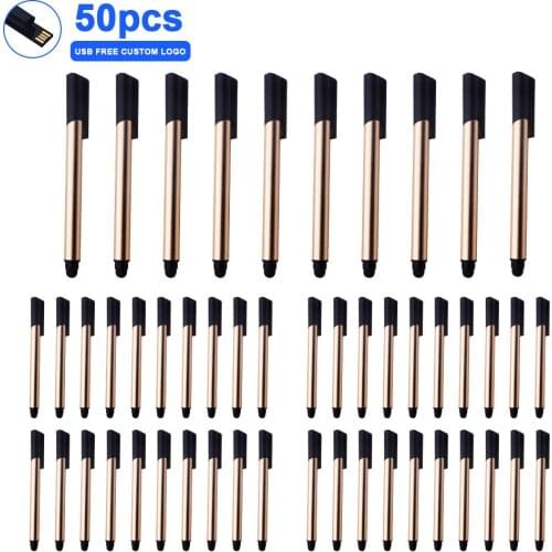 50pcs/lot free logo metal Usb 2.0 Flash Drive 4gb 8gb 16gb 32gb Pen drive 64gb 128gb Ballpoint pen flash memory stick pendrive