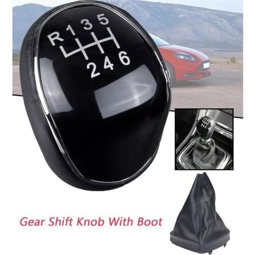 6 Speed Leather Gear Shift Knob Shift Lever Gaitor Boot Cover for Ford Mondeo IV S-MAX C-MAX Transit Focus MK3 MK4 Kuga