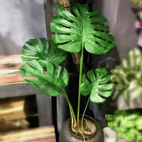 80CM Artificial Greenery Branch PlasticMonstera Leaves Green Handicraft Ornaments Park Hotel Home Balcony Decoration Plants