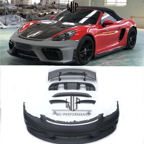718 GT4 style Carbon fiber FRP front bumper rear diffuser rear spoiler air vents for Porsche Boxster Cayman 718 change GT4