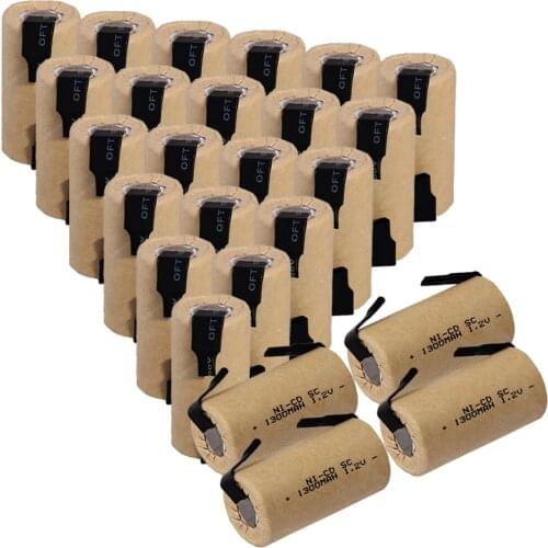 Real capacity 25 pcs SC battery 1300mah 1.2V NICD SUBC batteries fast delivery to RUSSIA US for MAKITA for HITACHI for METABO