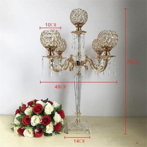 5 Arms Acrylic Candelabras Clear Candle Holders With Crystal Pendants Marriage Candlestick Wedding Table Centerpieces Home Decor