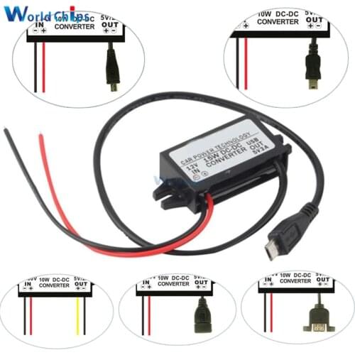 12V to 5V 2A 10W DC-DC Car Power Converter Regulator Waterproof Step Down Voltage Mini Micro USB Synchronous Rectification